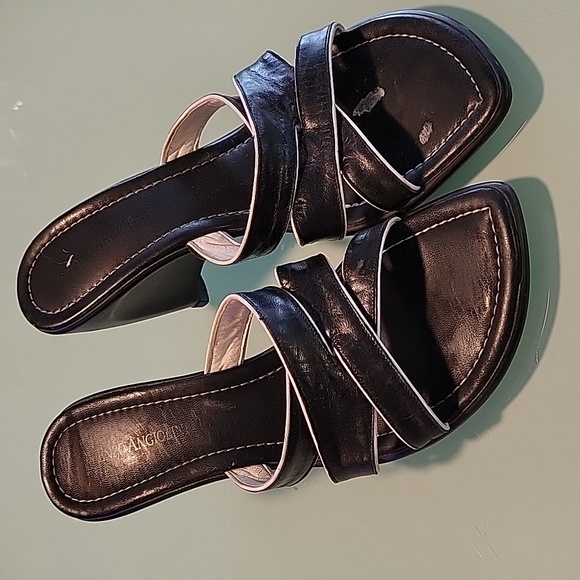 Black/white snappy wedge sandals. 41/10 - Picture 1 of 9